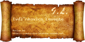 Ivánkovics Levente névjegykártya