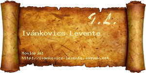 Ivánkovics Levente névjegykártya